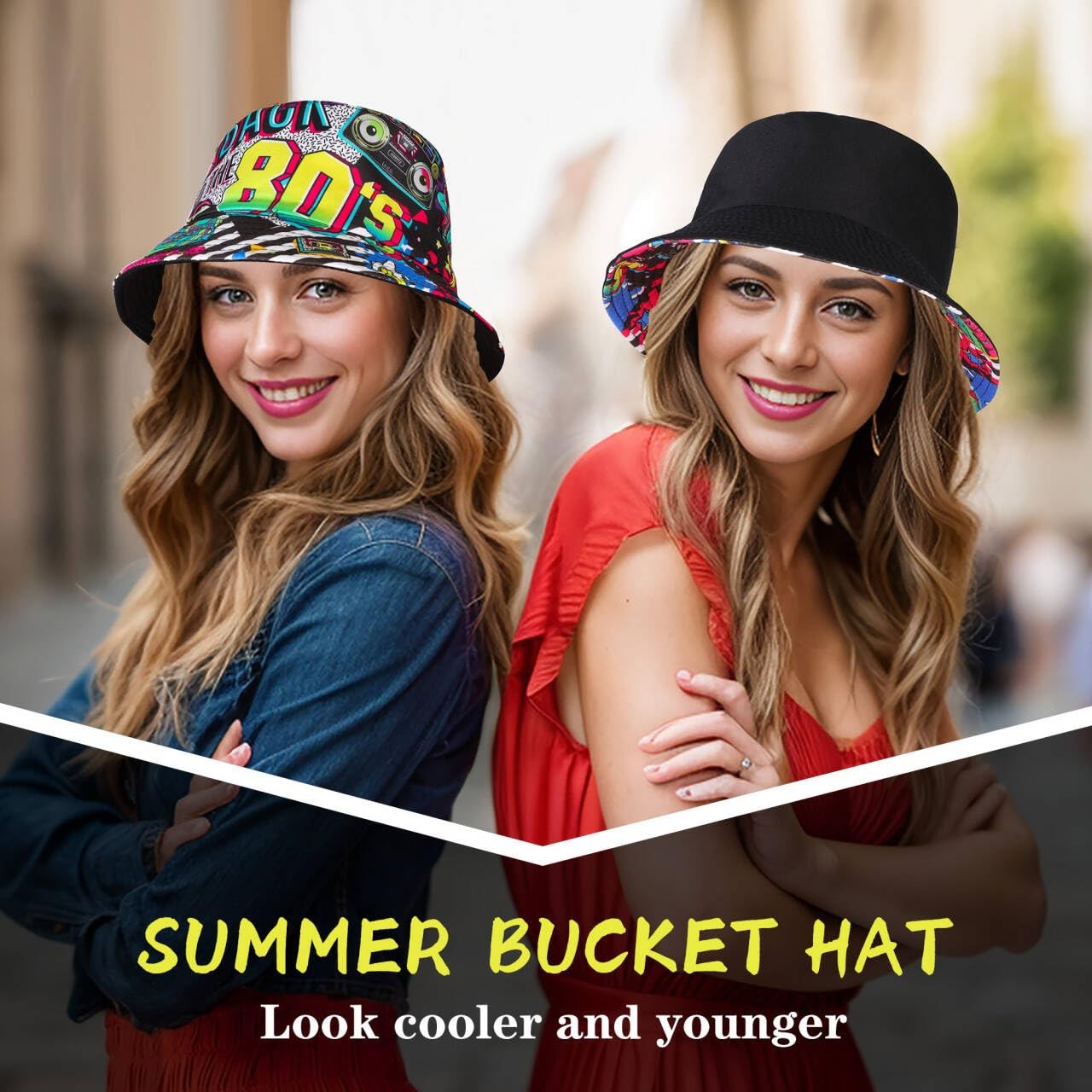 Back to The 80s Neon Retro 1980s Fashion Bucket Hat Fishing Hats Summer Trave…