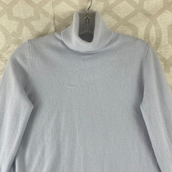 J.Crew Womens XXS 100% Cashmere Turtleneck Sweater Light Blue Periwinkle Ribbed
