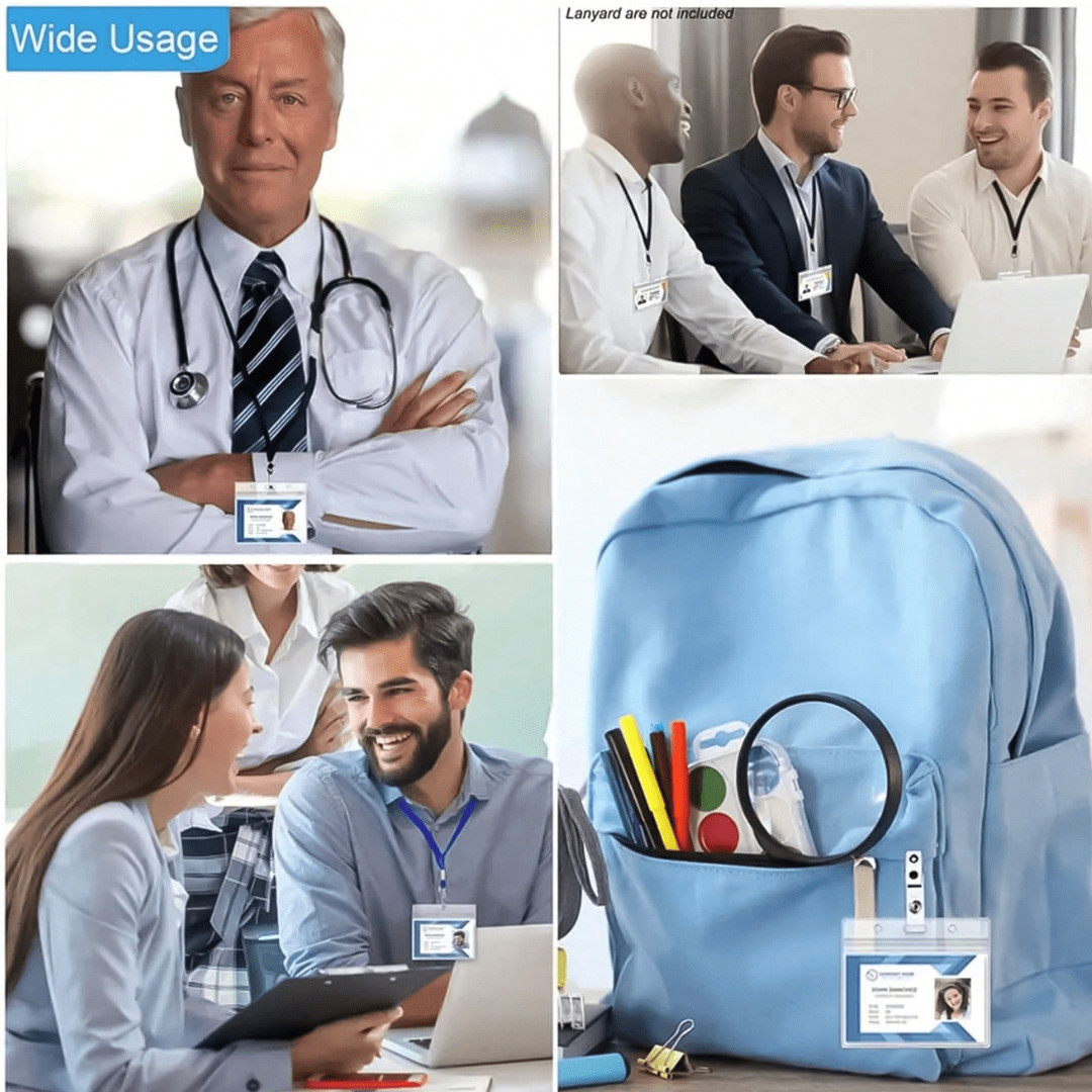 ID Card Holder Vertical Waterproof Badge Holder For Student Campus School Office