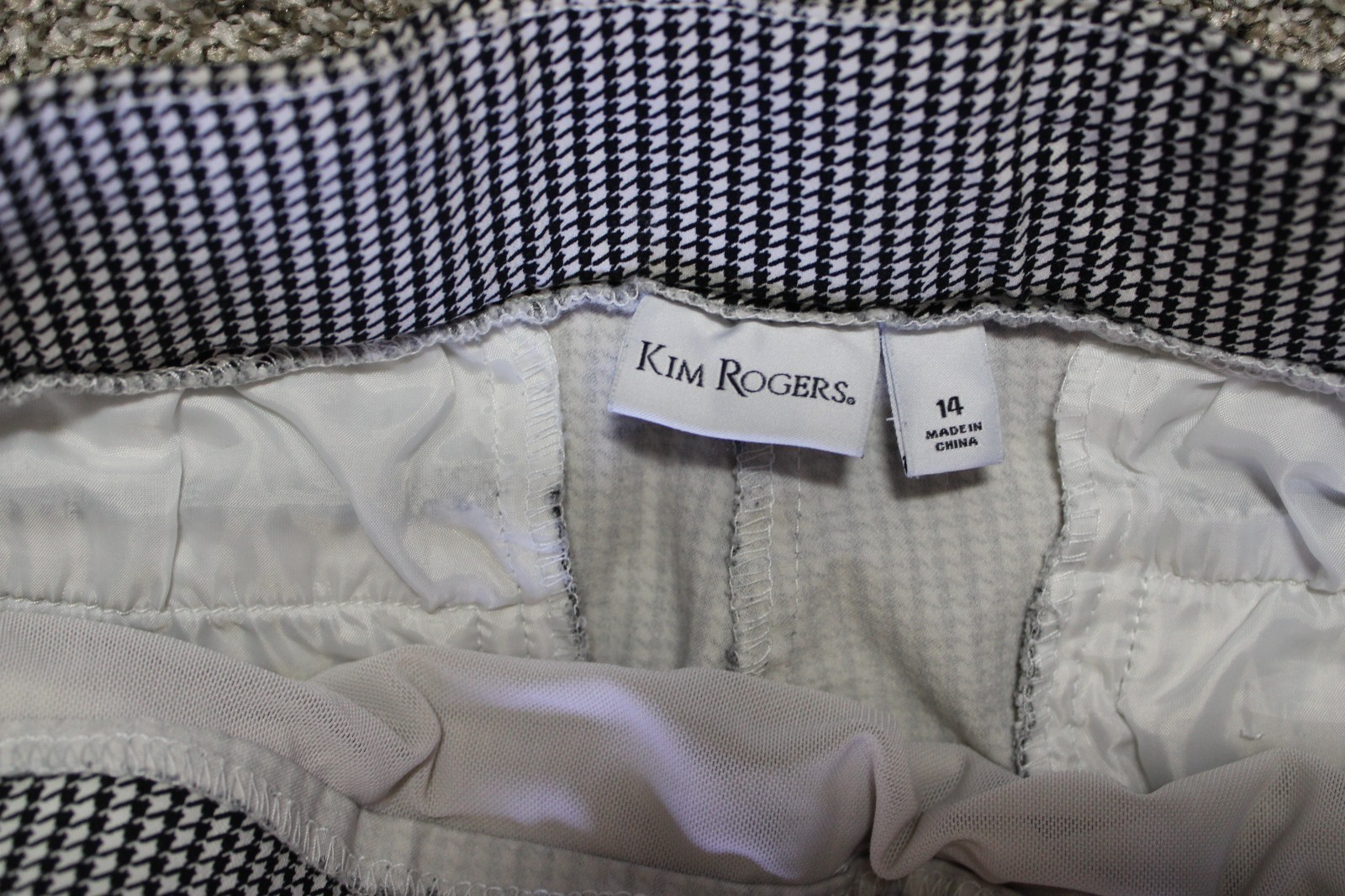 Kim Rogers Pants Womens Size 14 Checkered Black White