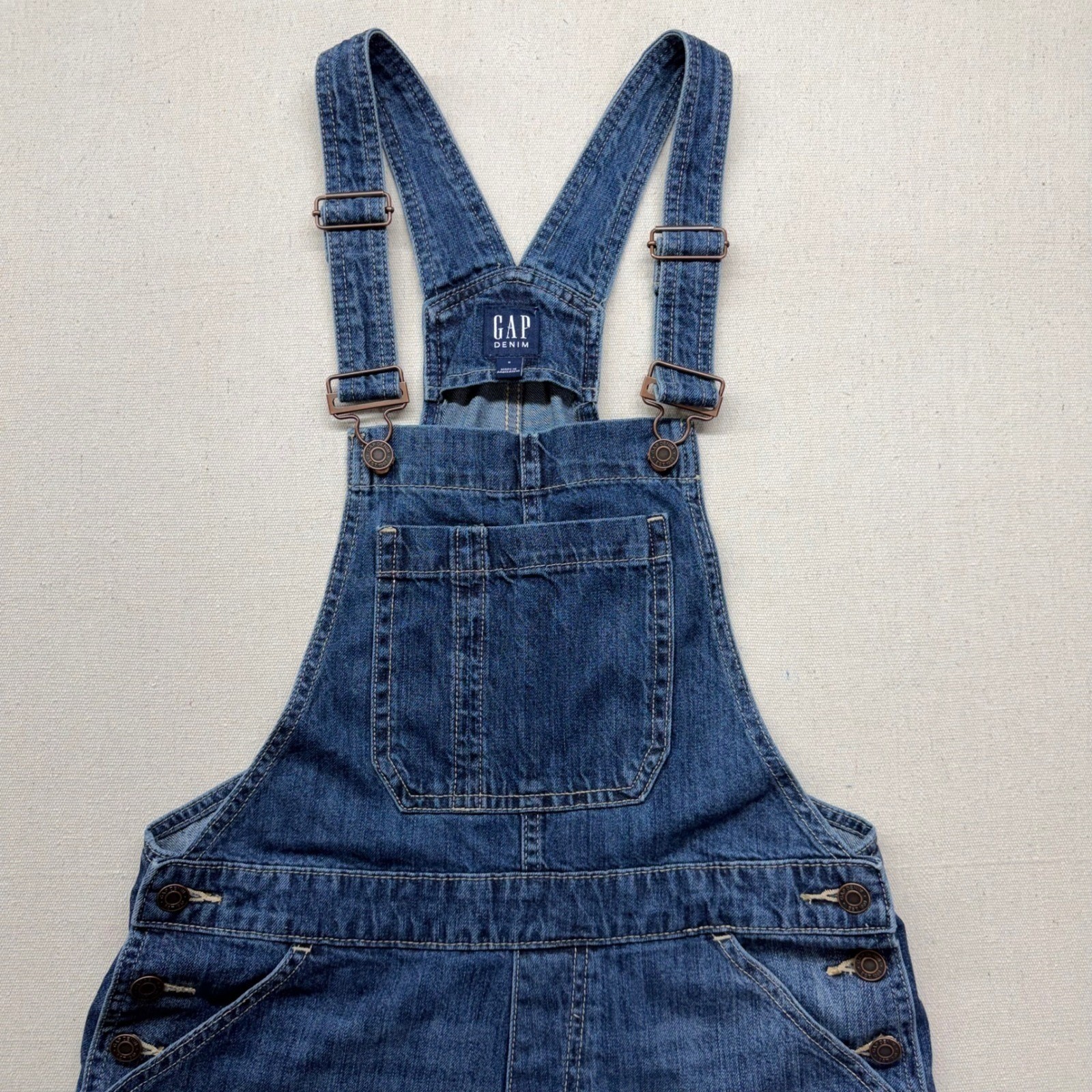 Gap Denim Short Overalls Shortalls Womens Small Medium Indigo Blue Jean Country