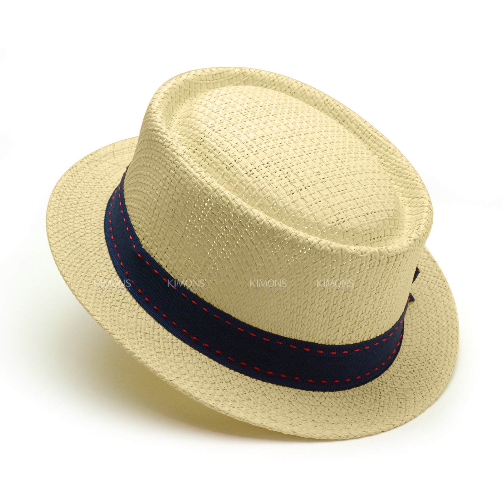 Straw Fedora Pork Pie Panama Derby Hat Summer for Beach Men Short Brim Sun Cap