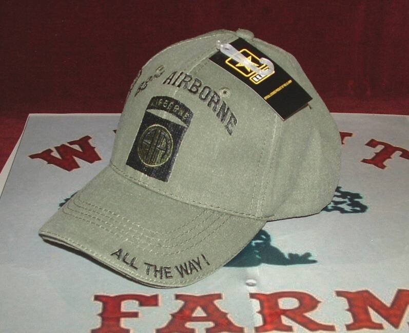 82nd Airborne All The Way Olive Drab 100% Cotton Army Licensed Embroidered Hat.
