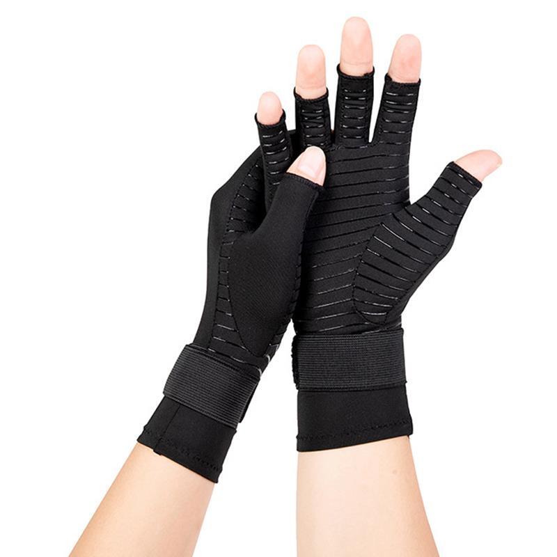 Copper Compression Gloves GYM Arthritis Carpal Tunnel Hand Support Pain Relief *