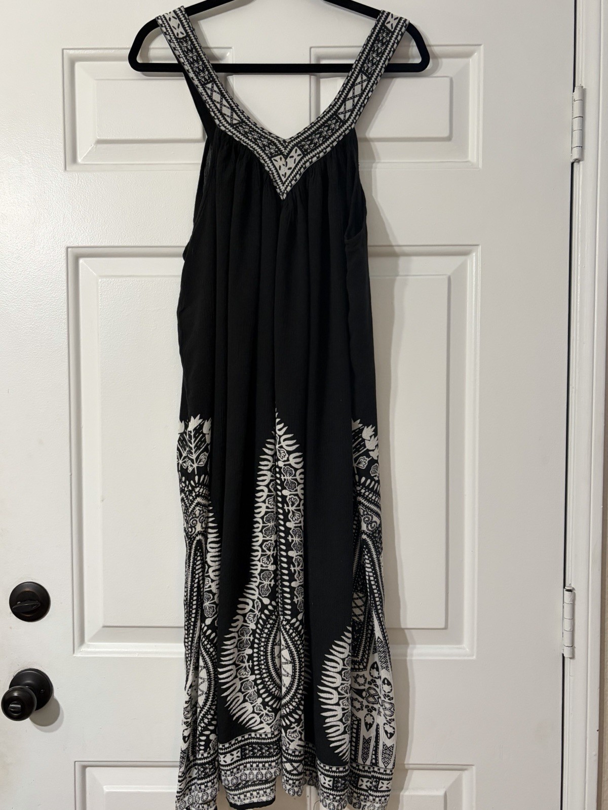 Black & White Boho Maxi Dress – Sleeveless – Women’s – Plus Size XL