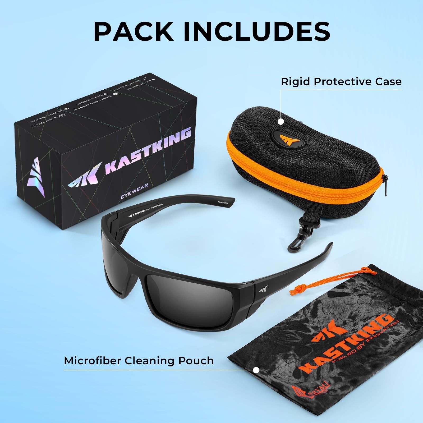 Polarized Sport Fishing Sunglasses, UV 400 Protection, Wrap Design, PuriVex Lens