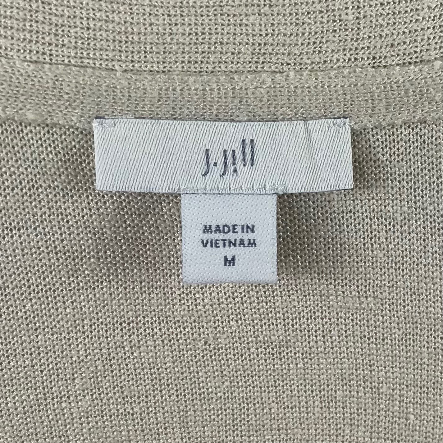 J Jill Beige Cardigan Long Vest Linen Blend Size M Sleeveless Minimalist Capsule