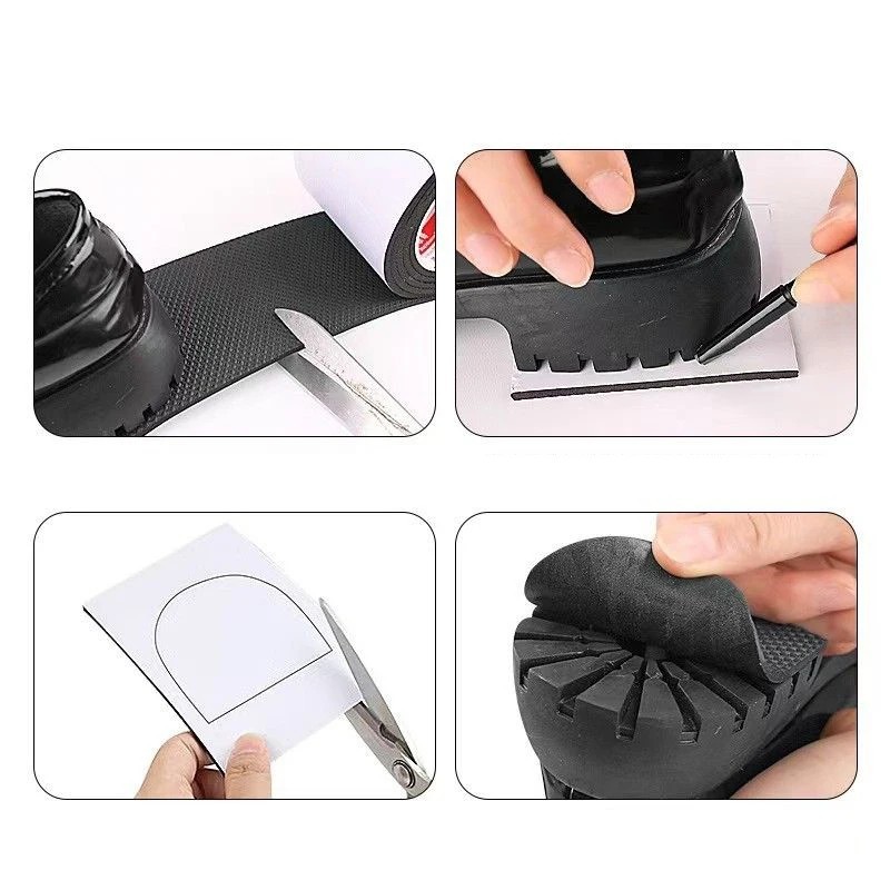 Self-Adhesive EVA Shoe Sole Repair Patch Black Rubber Anti-Slip Protector Pads
