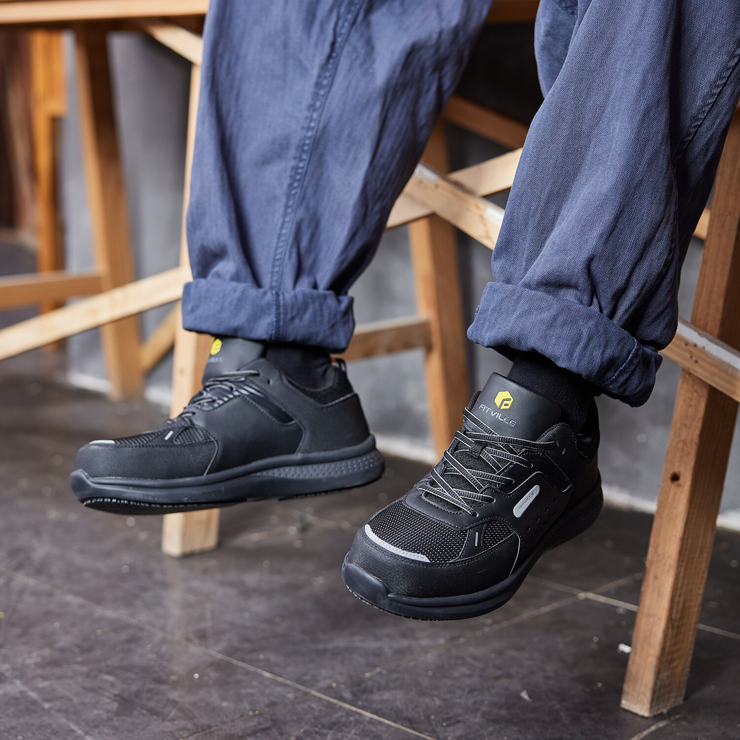FitVille Men’s Extra Wide Work Safety Shoes Composite Steel Toe Slip Resistant