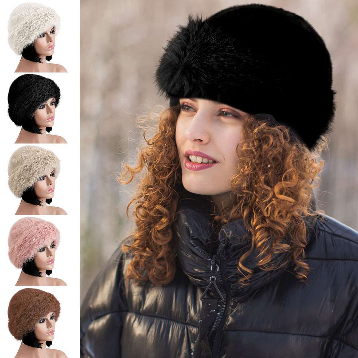 Fluffy Fur Bucket Hat Warm Fisherman Plush Winter Women Thick Furry Faux Russian