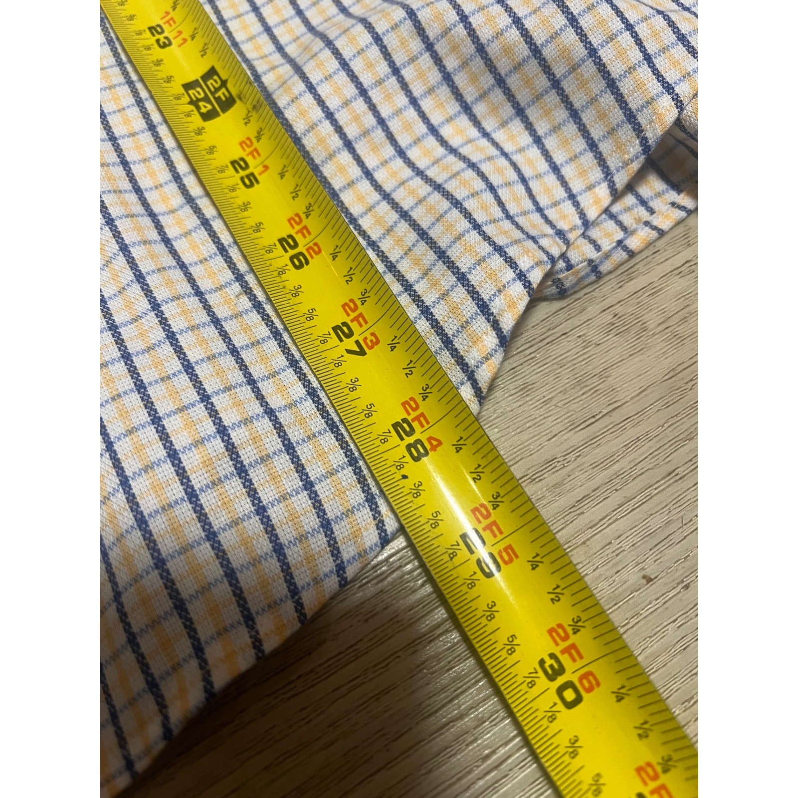 Ben Sherman Mens Sz Med Plaid Strech Button Up Shirt White Blue Yellow GBH Blitz