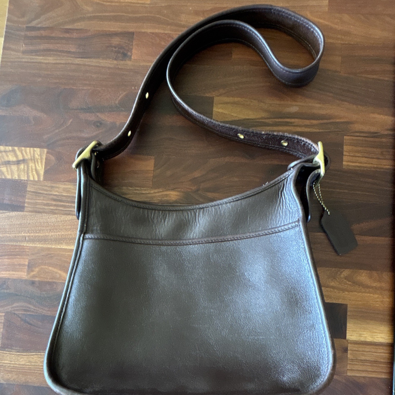 Vintage Coach Legacy Brown Shoulder Bag Zip Top Adjustable Strap Gold 9966