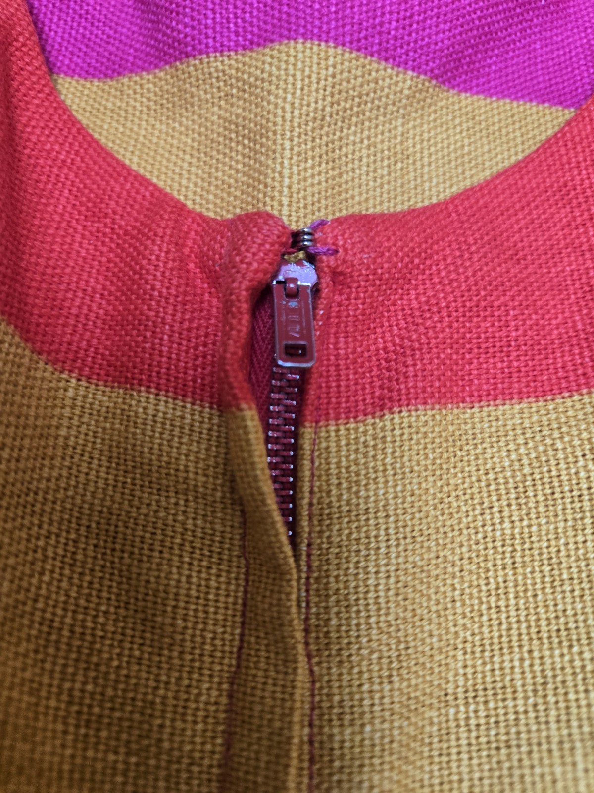 RARE Vtg Parade New York Orange Fuschia Yellow Striped Fit Flare Dress 50s sz XS