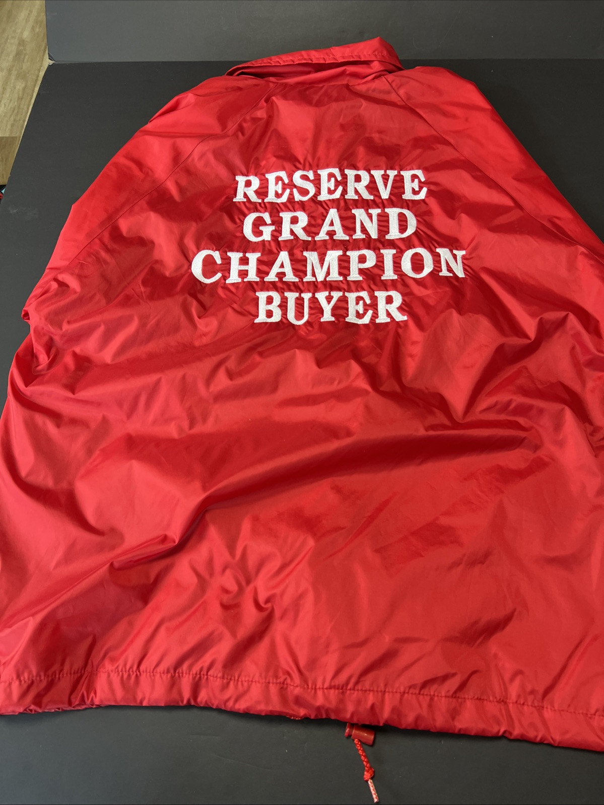 Vintage Luna Pier windbreaker Reserved grand champion buyer jacket with cows red
