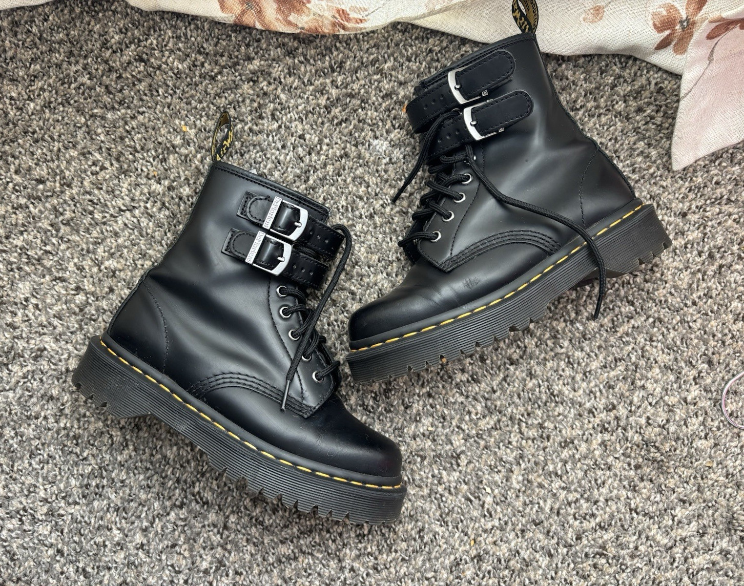 Dr. Martens Women’s US 6 Black Leather Combat Ankle Boots Lace-Up Side Zip