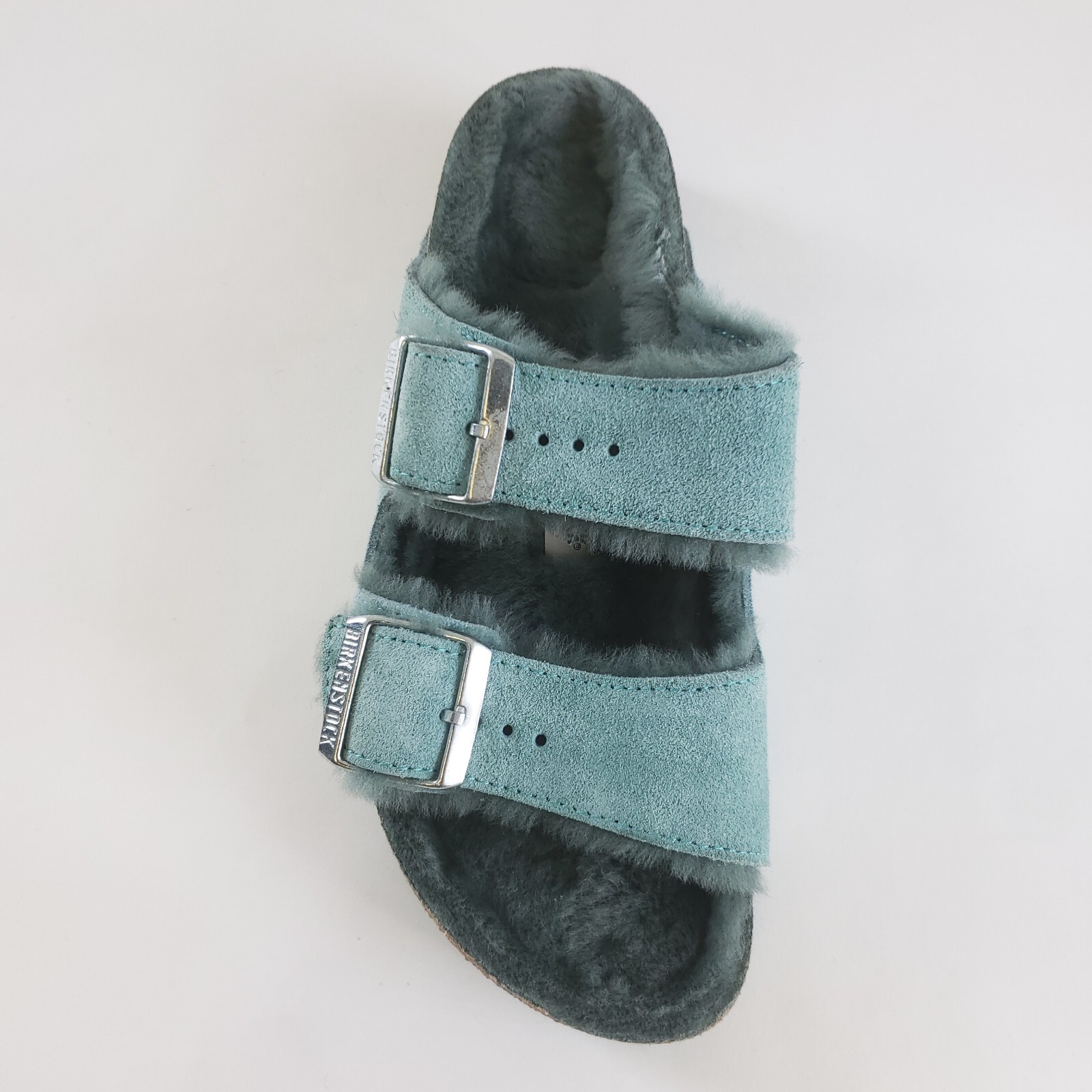 Birkenstock Arizona Shearling Fur Sandals Teal Green 37 240 L6 M4 Women 6 Men 4