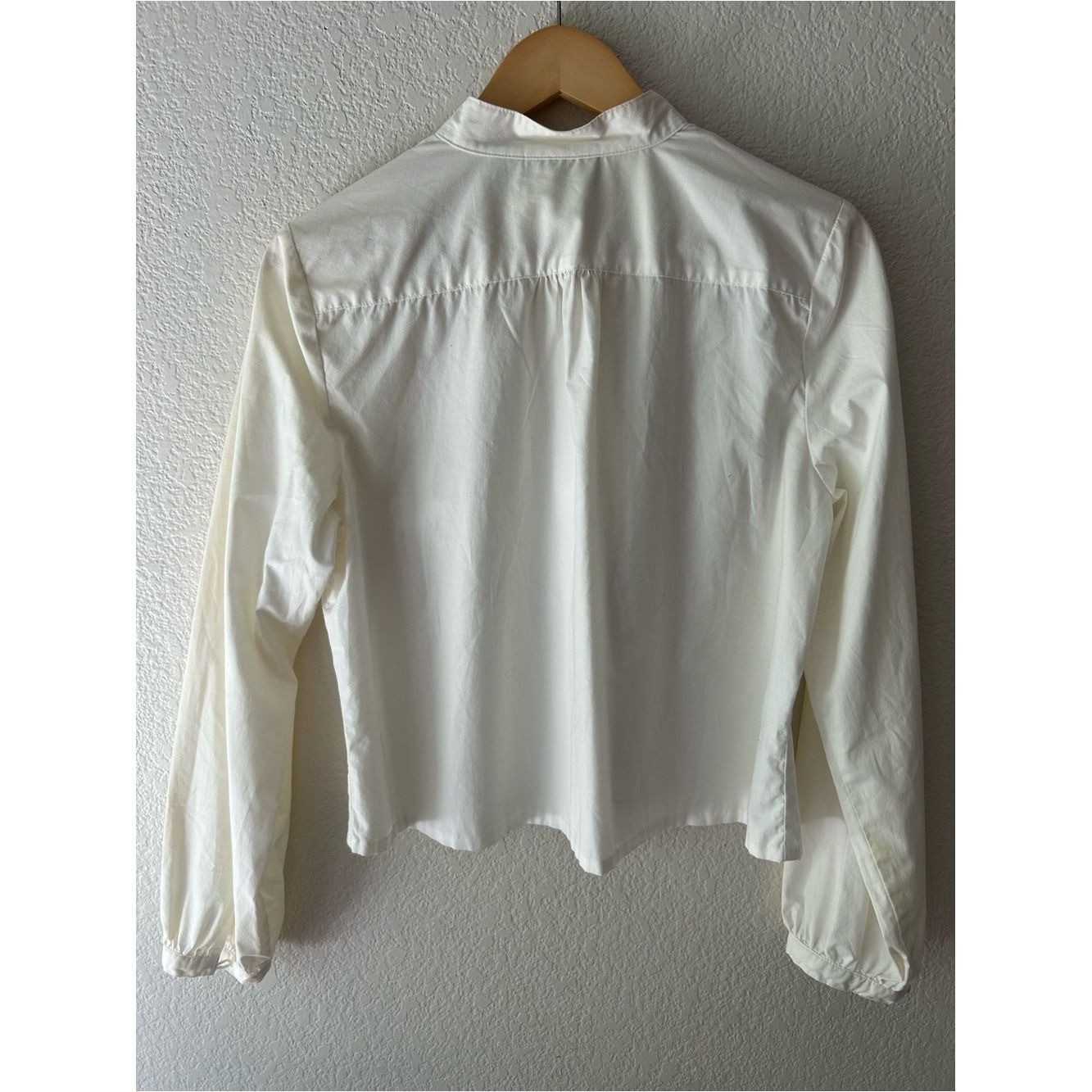 Sunday Letters | Denim & Co. Ivory Stand Collar Blouse | Minimalist Cotton Top