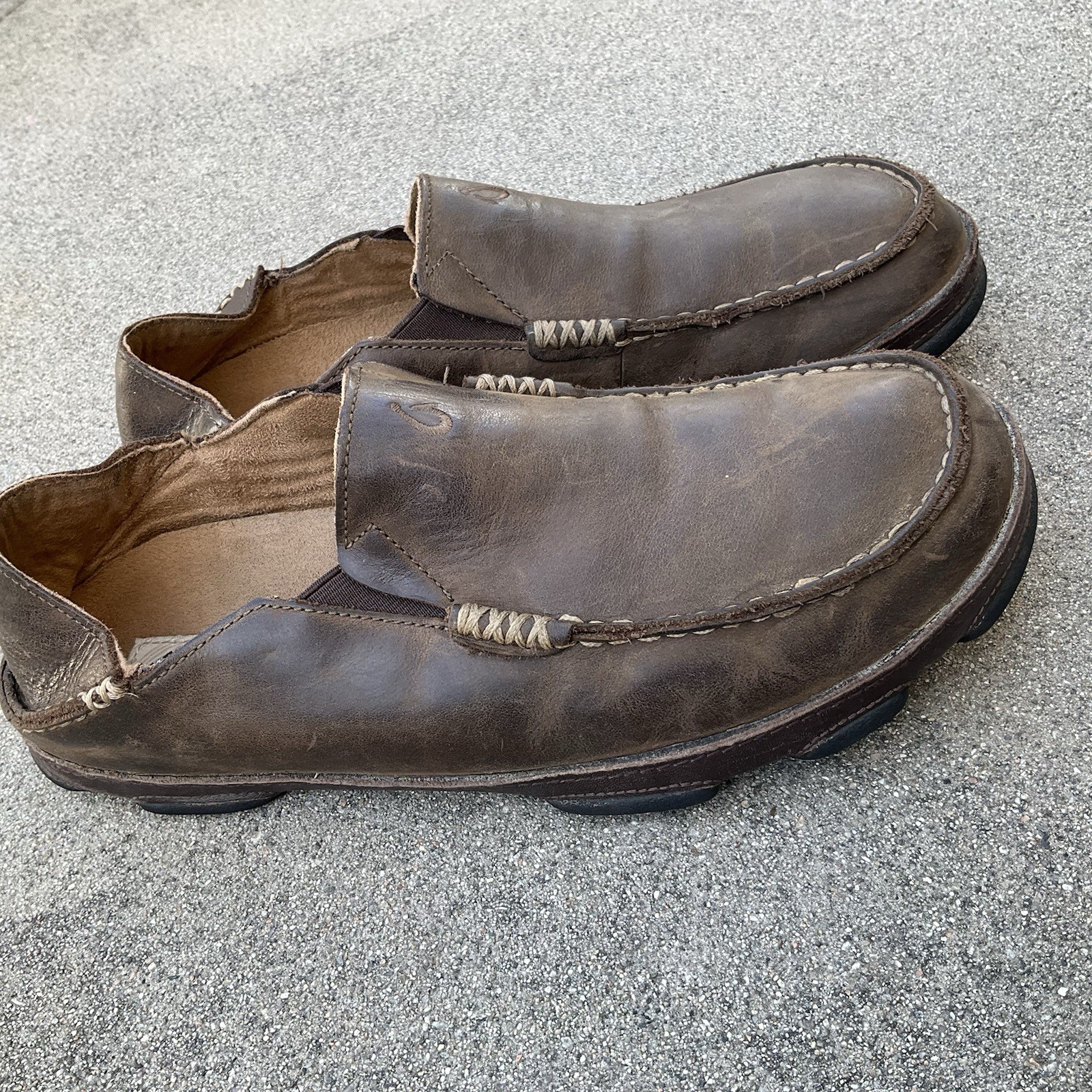 OluKai Moloa Shoes Brown Leather Loafer Slide Men’s 8 EUR 41 $140