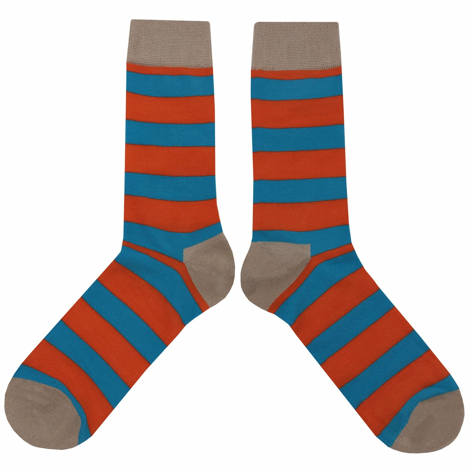 NWT Orange Blue Stripe Dress Socks Novelty Men 8-12 Multicolor Crazy Fun Sockfly