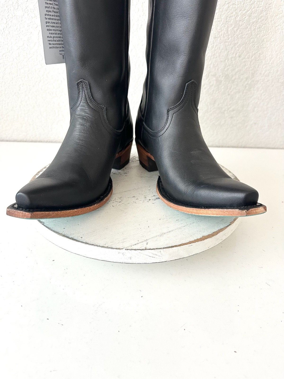 Lane EMMA JANE Black Cowboy Boots Western Cowgirl Mid Calf Tall Snip Toe Size 8