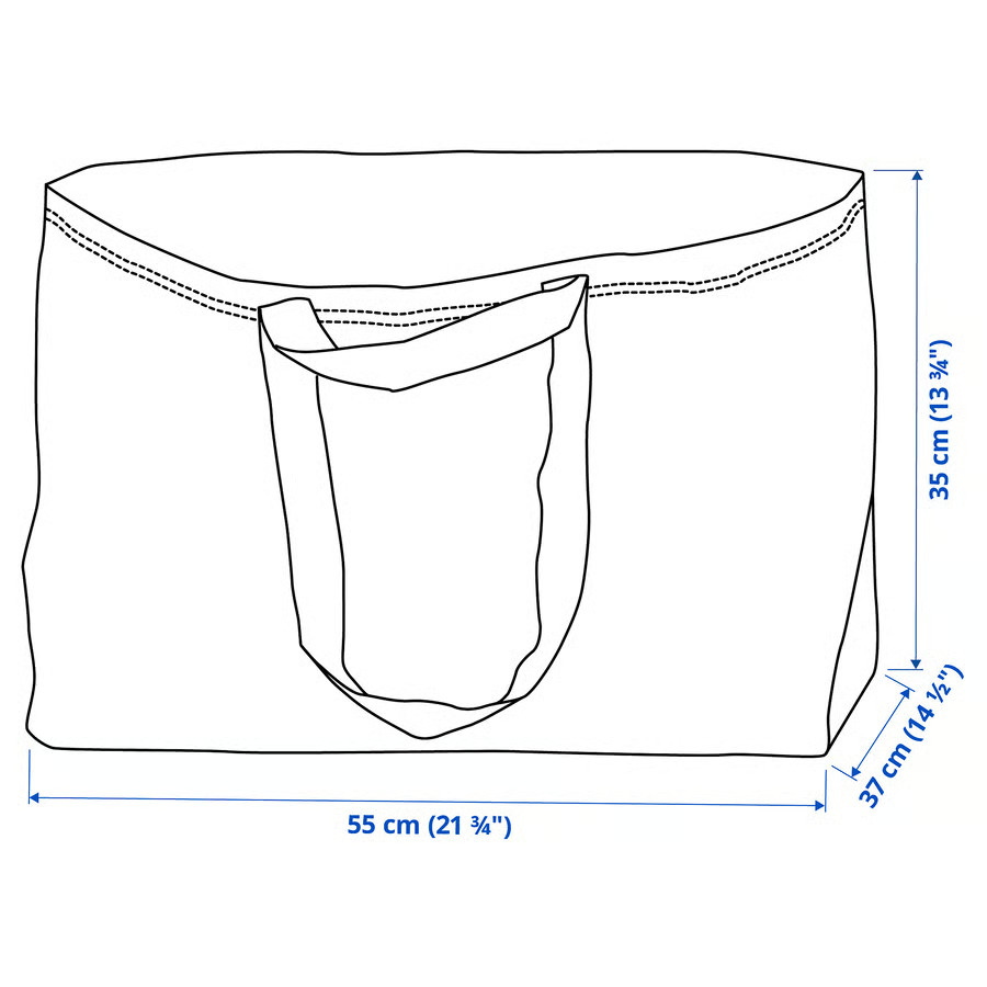 2PC IKEA Large Shopping Bag Laundry Grocery Storage Blue Durable-Frakta-19Gal