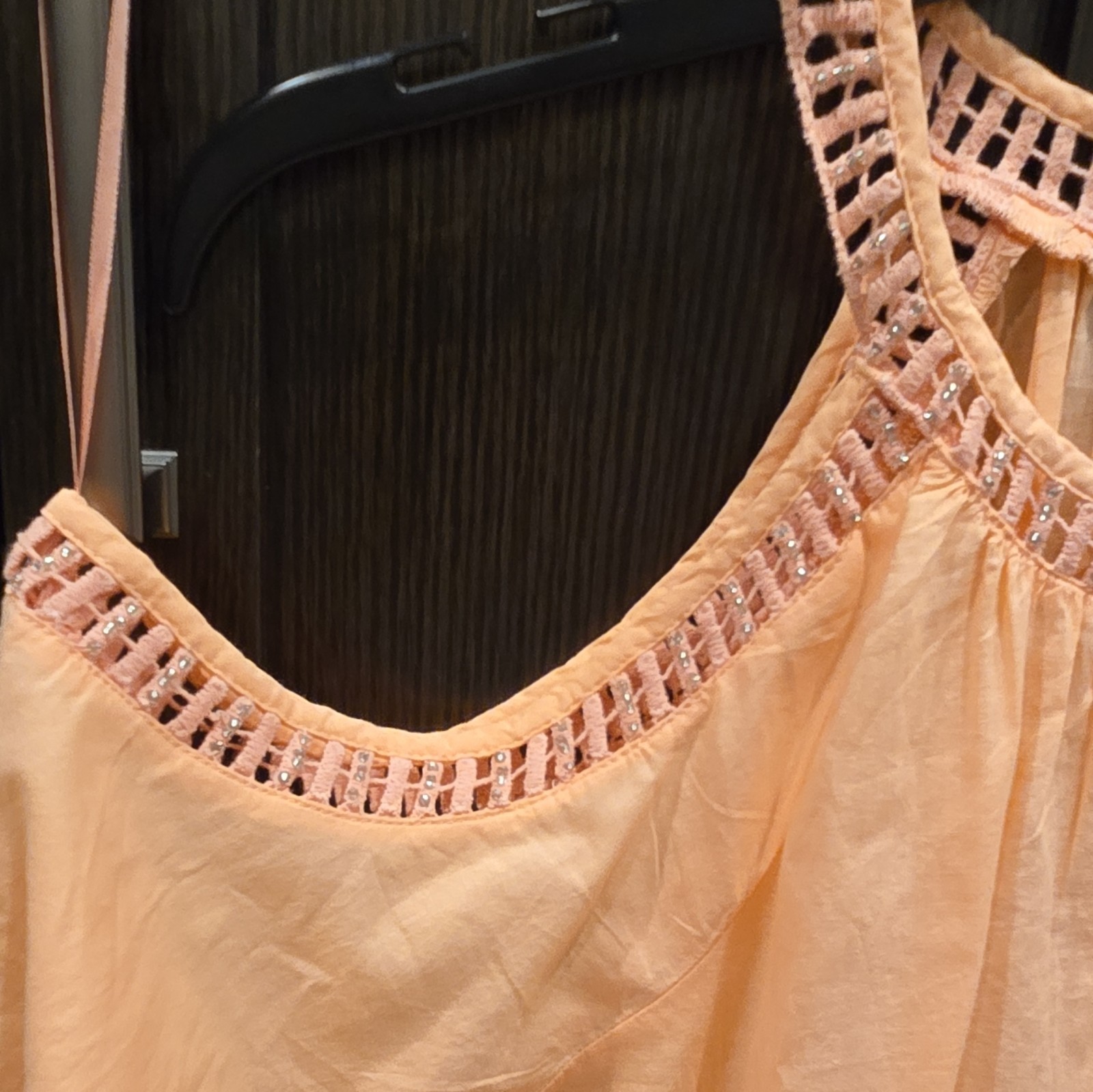 INC International Concepts Cold Shoulder Smocked Blouse Peach XS 100143751