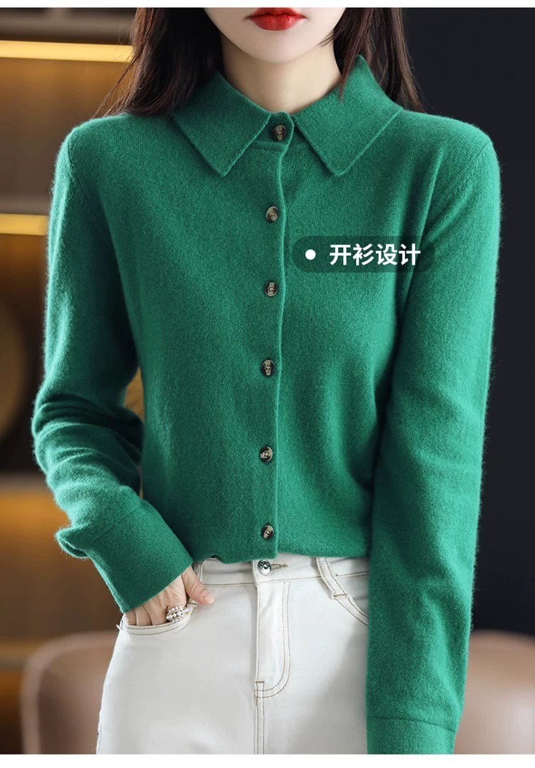Cowl Neck 100% Cashmere Cardigan – Women’s Soft Long Sleeve Warm Sweater Hot