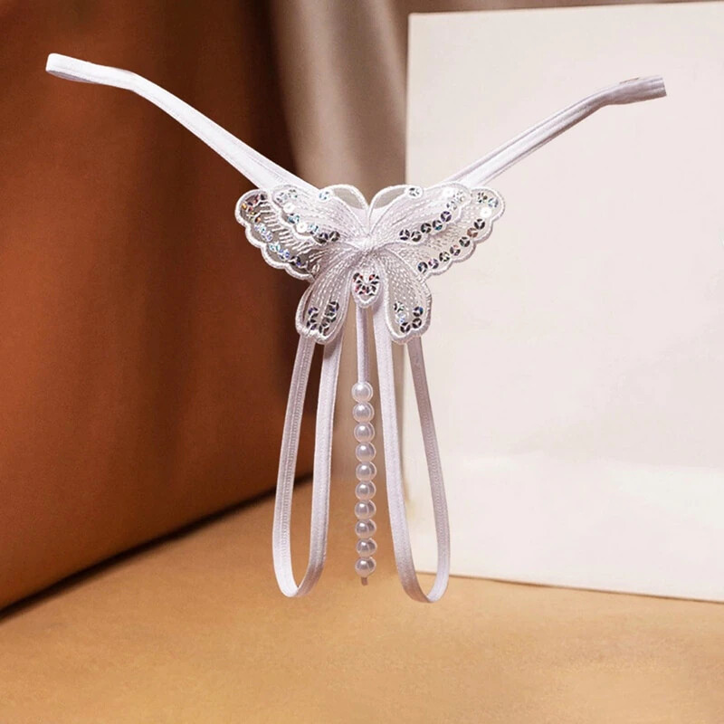 Sexy Women Crotchles Pearl Thong G-string Panties Lingerie Underwear T-back USA