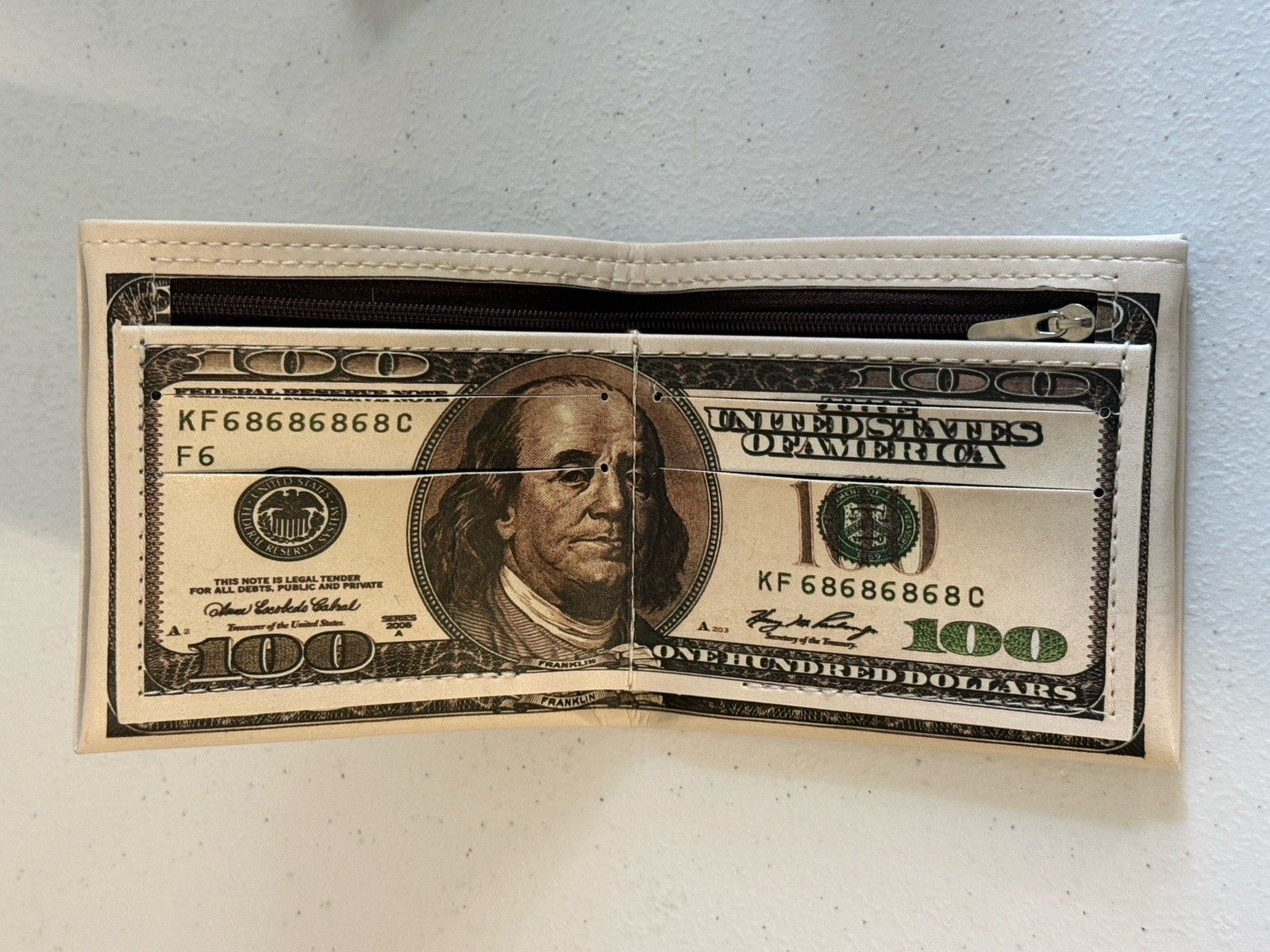 USA $100 One Hundred Dollar Bill Print Men’s Leather Bifold Novelty Wallet Gift