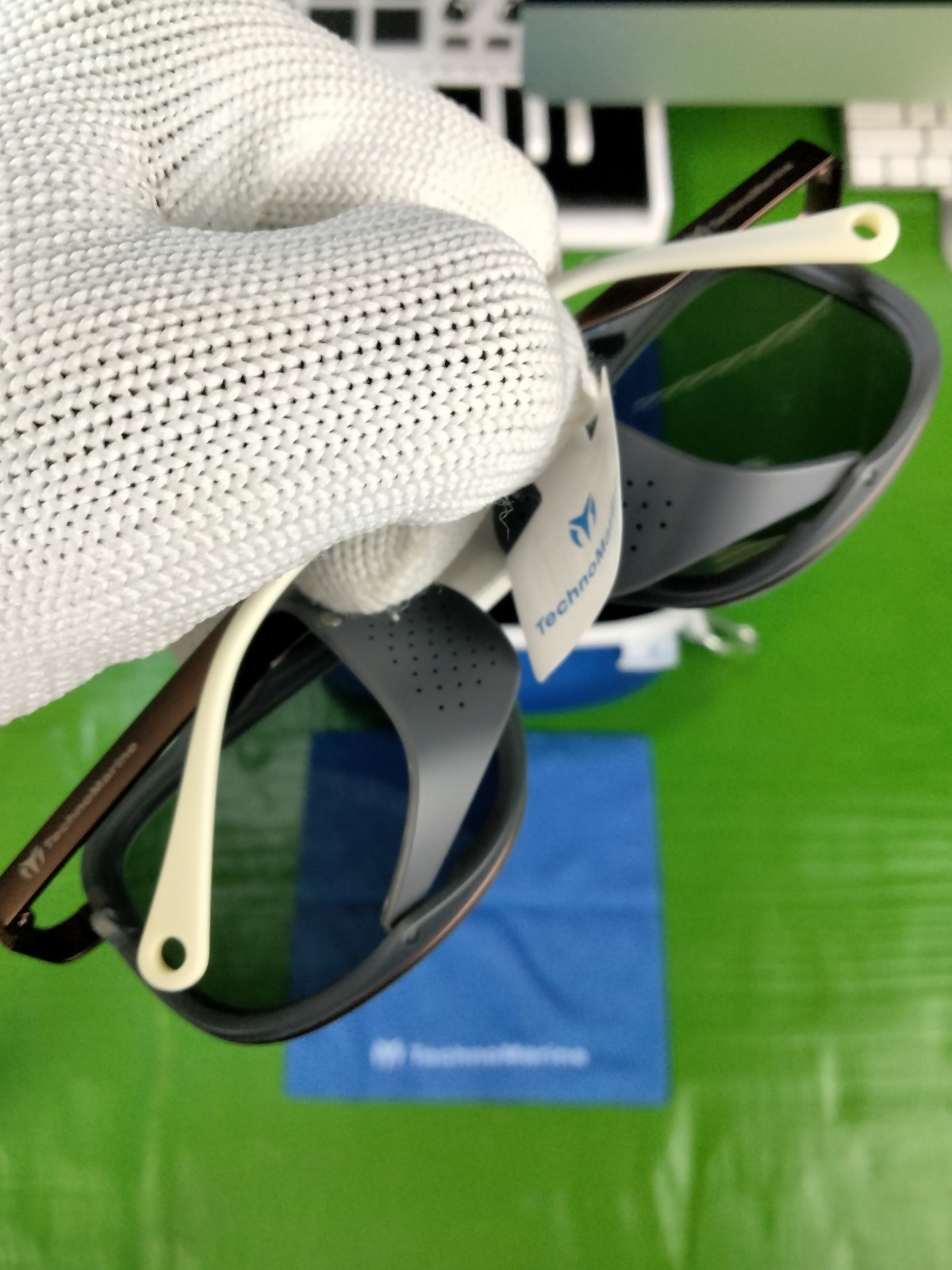 TechnoMarine Unisex Polarized Sunglasses Silver Mirror Beige WHT Trim TR90 Frame