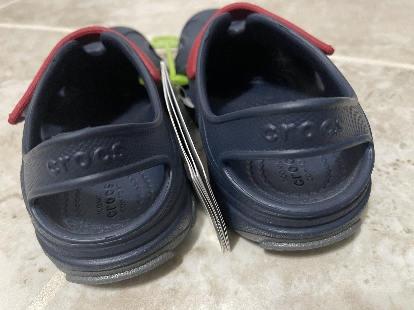 Crocs Unisex-Child All-Terrain Fisherman Sandals In Navy-Pepper Color (Size C9).