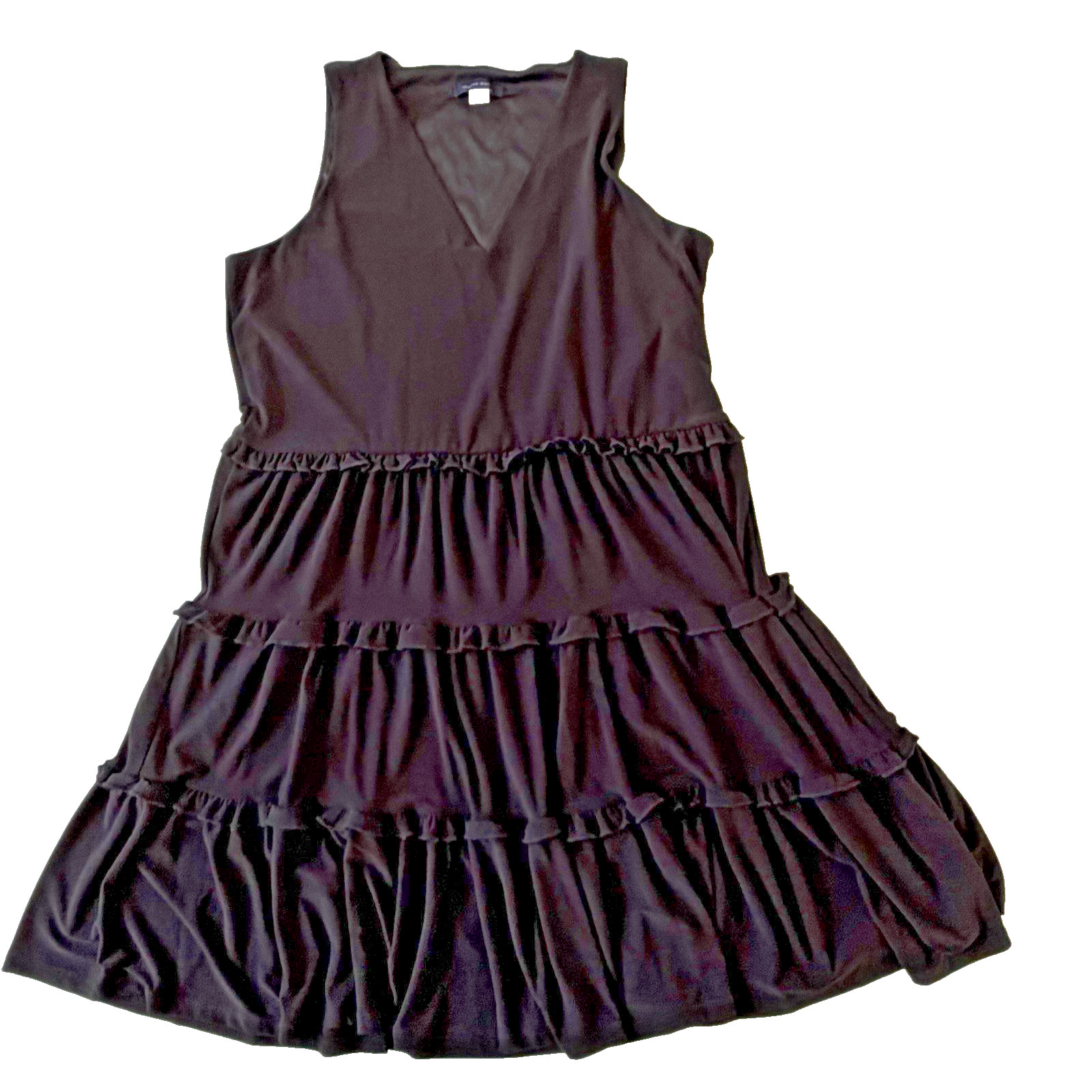 TOMMY HILFIGER Size 8 Dress Black Tiered Ruffles Sleeveless Stretch Knit Capsule