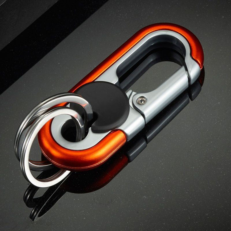 Carabiner Heavy Duty Double Ring KeyChain – locking key ring, key fob holder