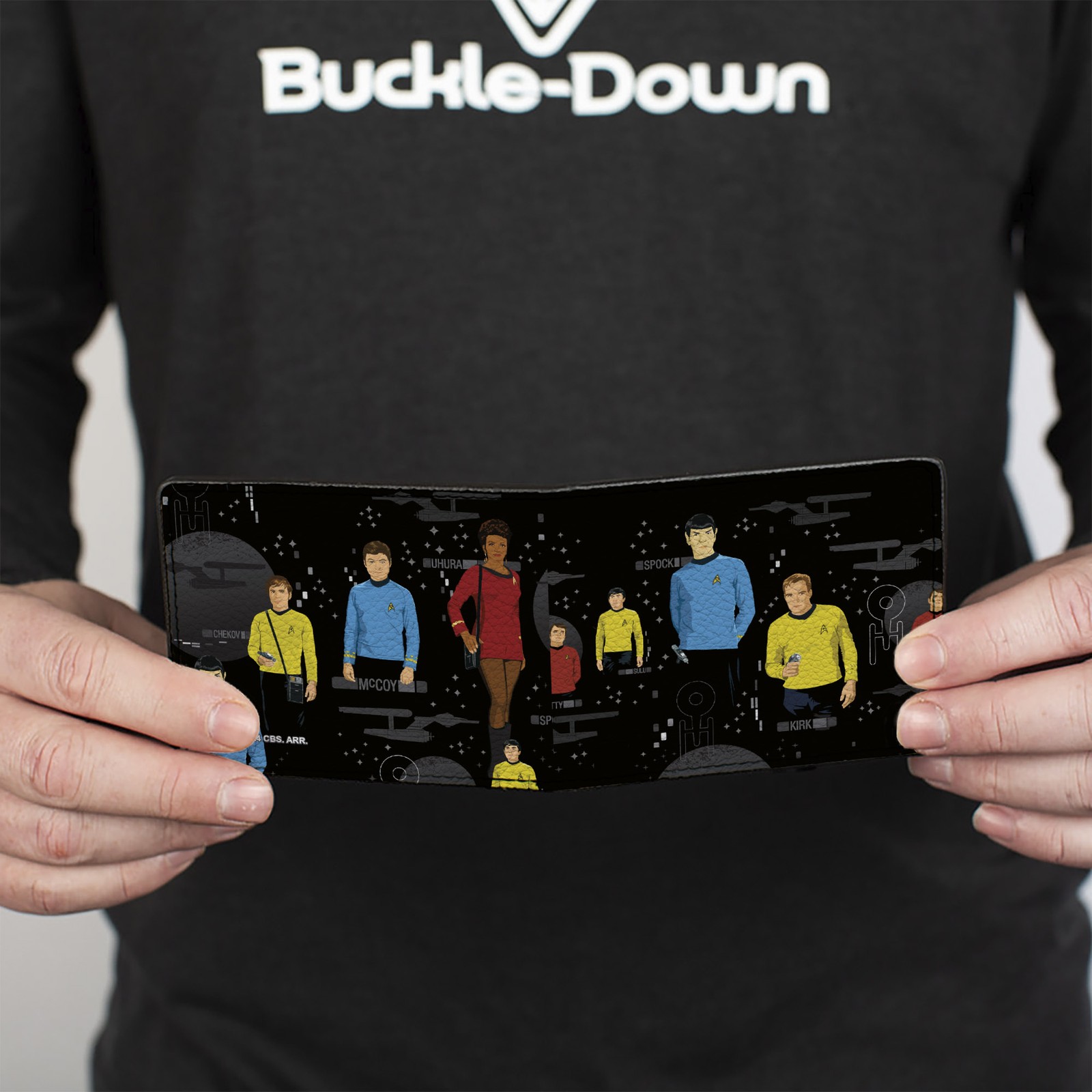Bi-Fold Wallet The Original Star Trek Crew Poses and Icons Black/Multi Color