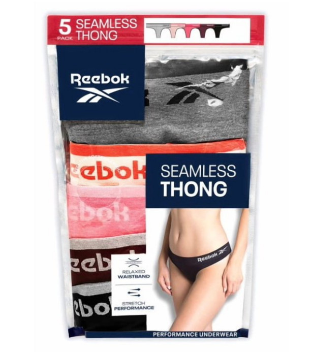 Reebok 5 Pack Seamless Thong Performance Underwear Women’s S (4-6)