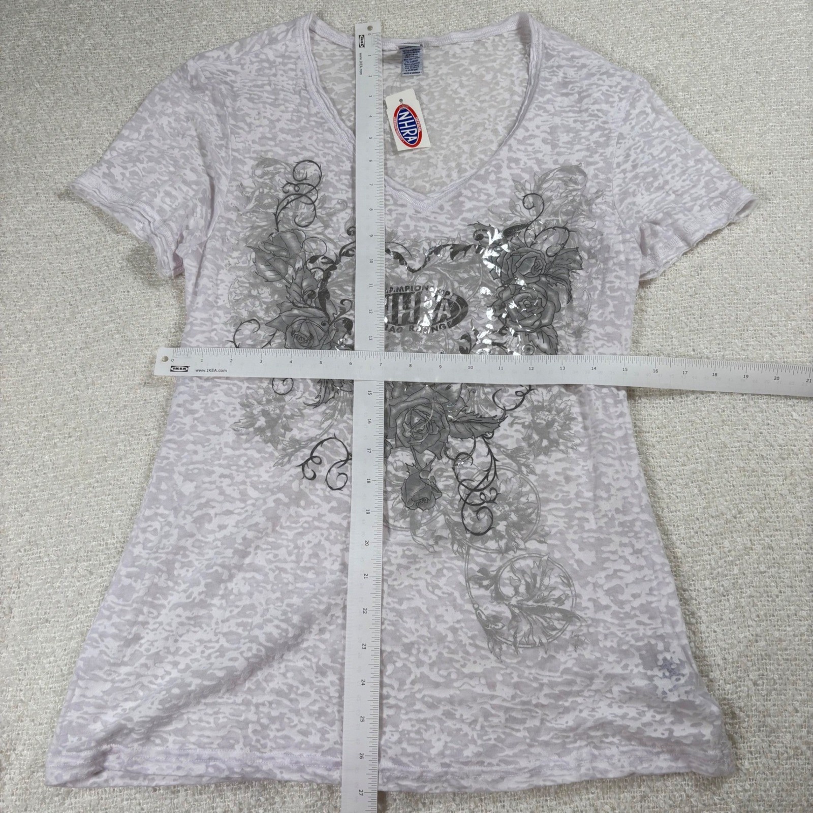 NHRA championship drag racing white & silver y2k burnout tee grunge rock fairy