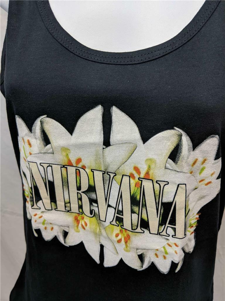 NEW Nirvana “Lilies” Womens Sizes S-M-L-XL-2XL Black Racer Back Tank Top Shirt