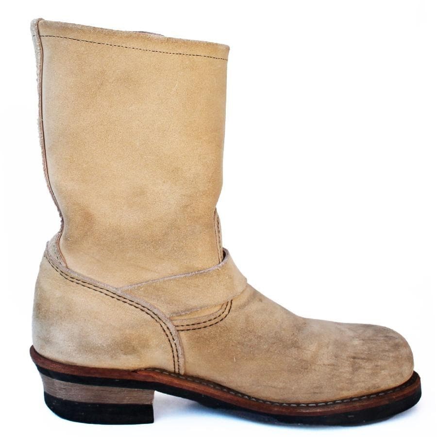 Red Wing 8268 Engineer Biker Boots Men’s 8.5 D Beige Abilene Roughout Steel Toe