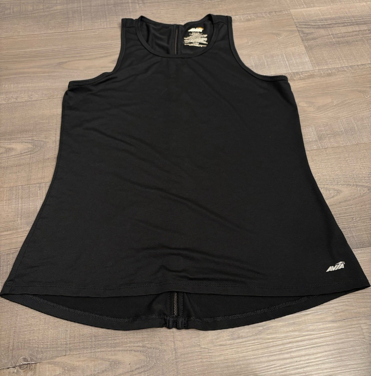 Avia Women’s Black Racerback Full Zip Ribbed Activewear Tank Top Size S