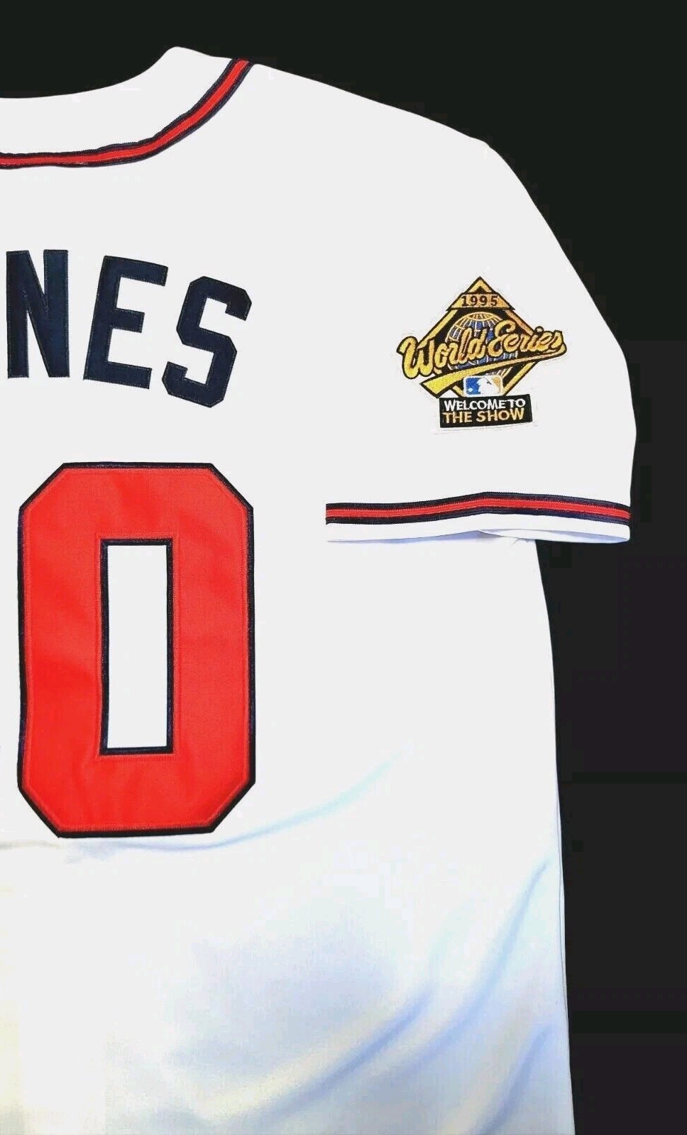 Chipper Jones Atlanta Braves 1995 Men’s World Series Home White Baseball Jersey