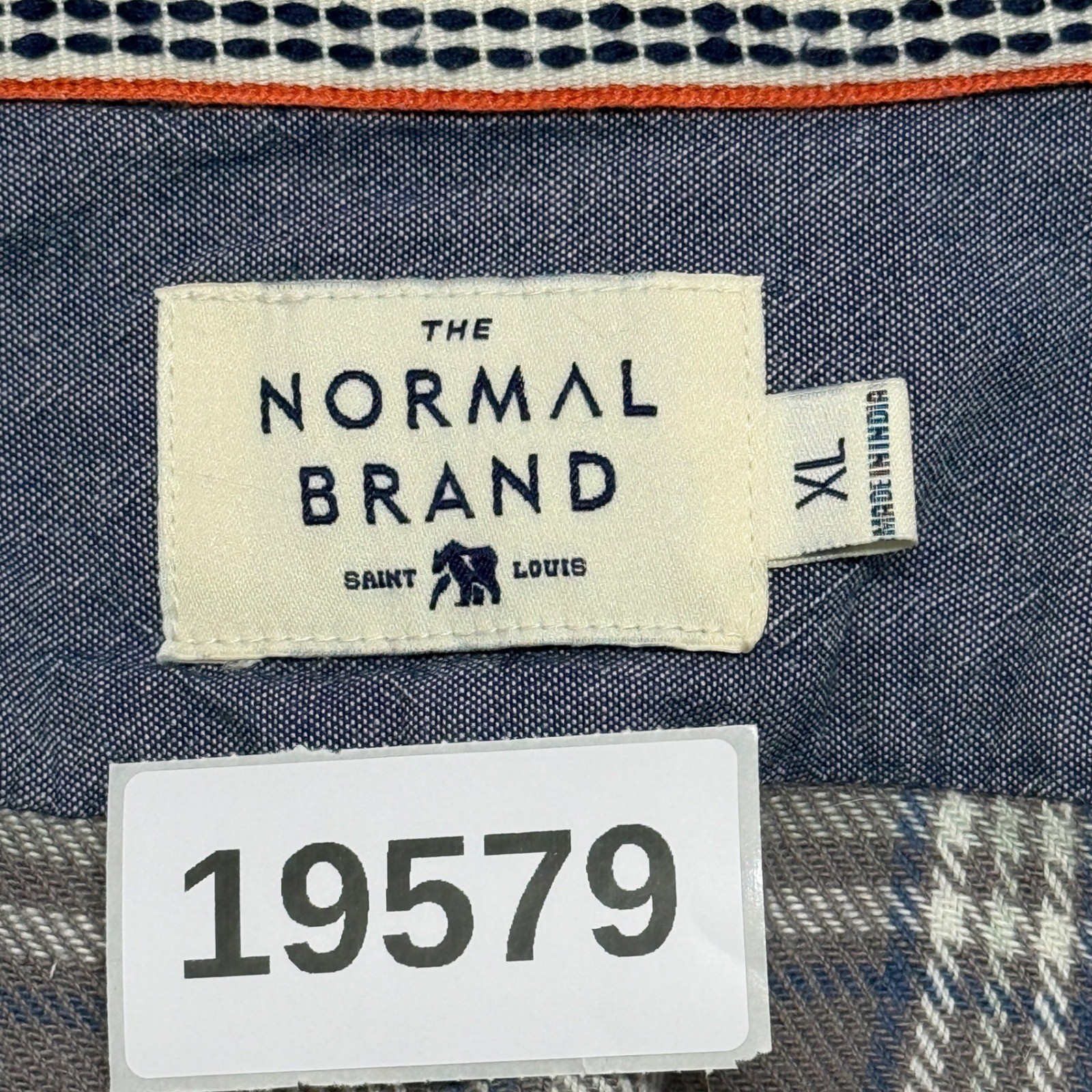 The Normal Brand Shirt Men XL Gray Plaid Button Up Flannel Pockets Long Sleeve