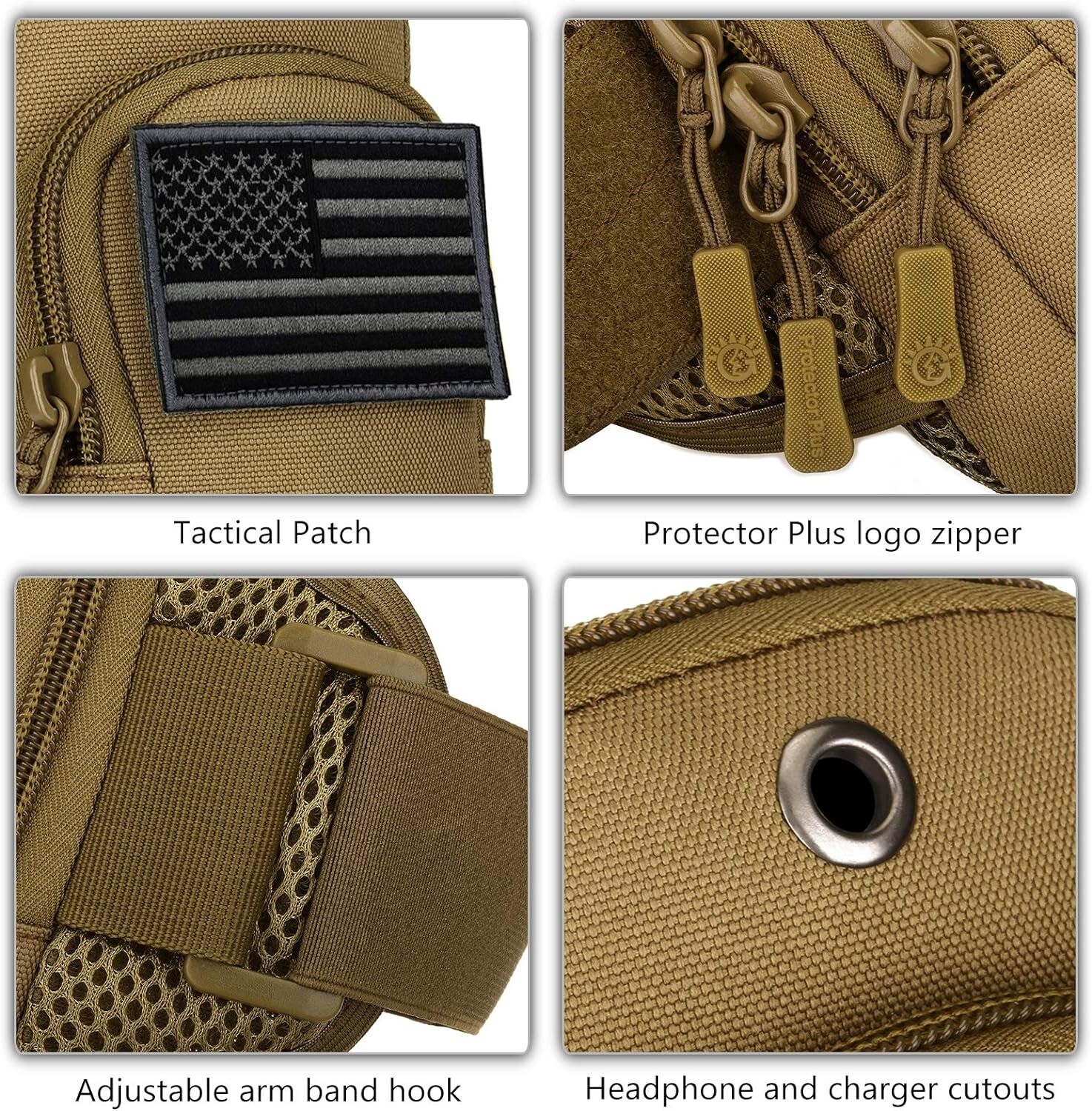 2 Pockets Large Running Phone Armband Holder Tactical Molle Arm Pouch Wrist Bag