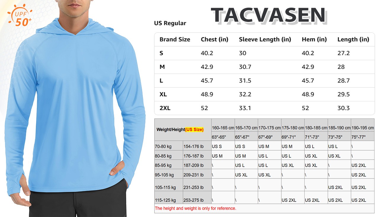 Tacvasen UPF50+ Mens Sun Skin Protection T-Shirts Outdoor Fishing Casual Hoodies