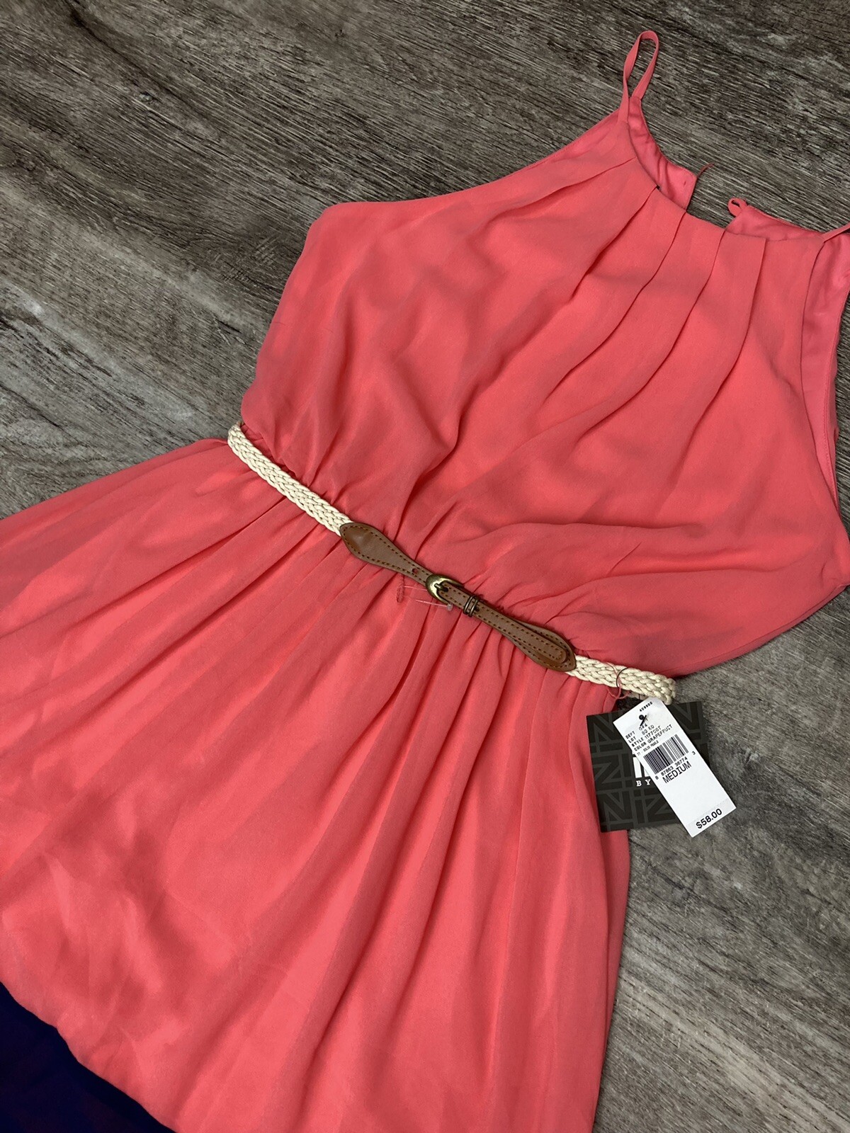 New IZ Buyer Dress Women’s Spaghetti Strap Size Medium Coral Orange Lined