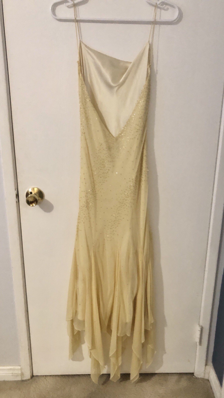 Vintage Laundry by Shelli Segal Silk Butter Yellow Midi Dress Size 10 Y2K Fairy