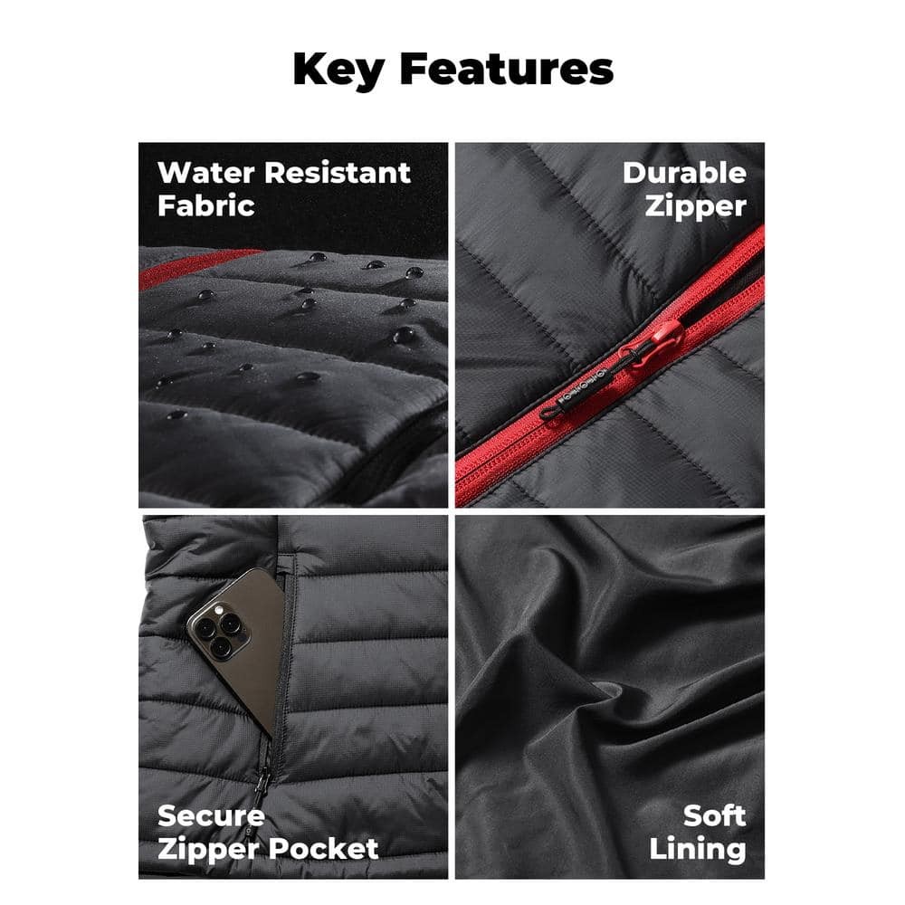 ORORO Women’s XX-Large Black 7.38-Volt Heated Vest w/ One 4.8 Ah Battery
