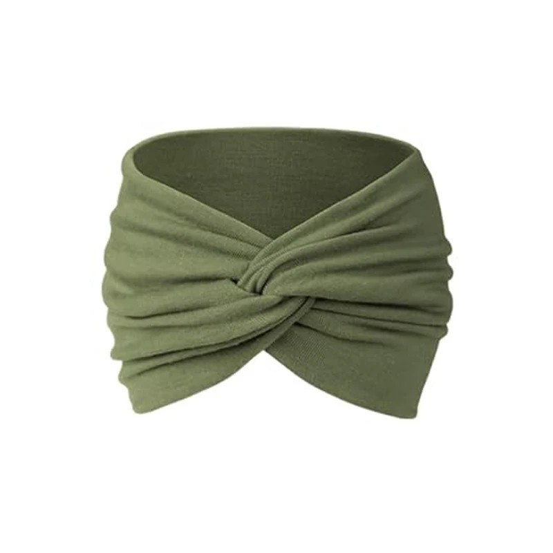 2pc Elastic Wide Headband Cotton Yoga Running Sports Hair Band Turban Headwrap