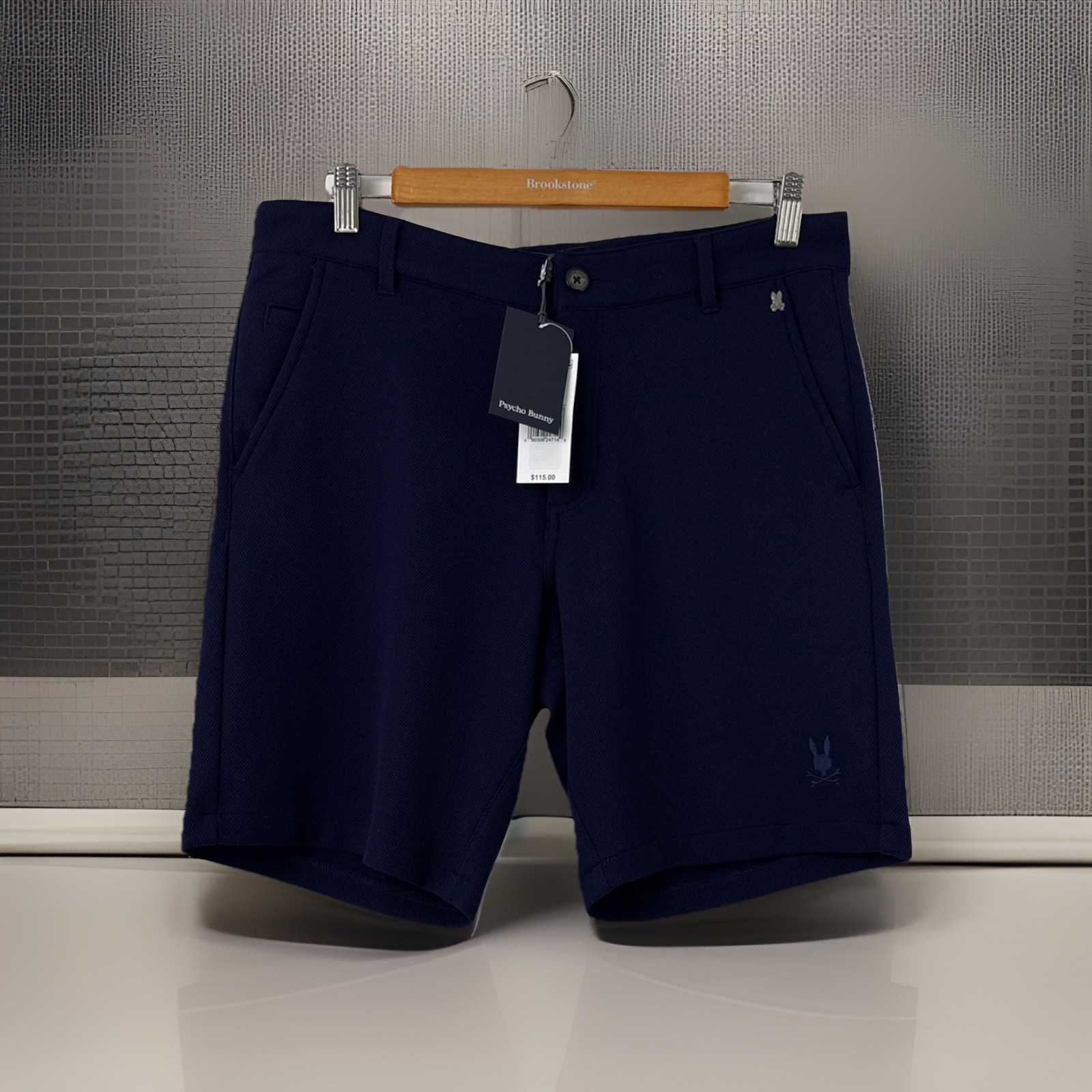 Psycho Bunny Mens Shorts Size 32 Navy Blue Shiro Knit Honeycomb Golf