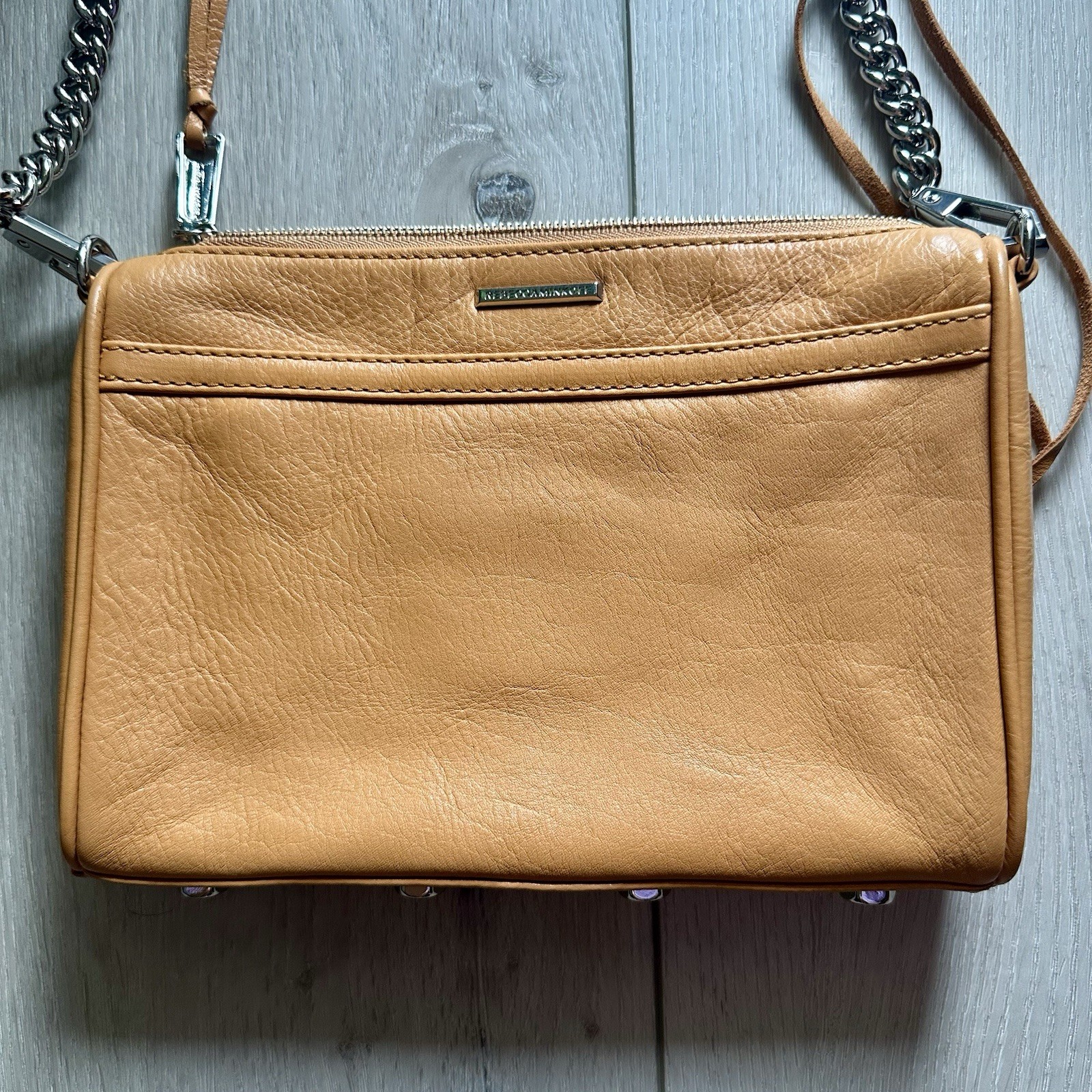 Rebecca Minkoff Mini M.A.C. crossbody bag in Light Camel Tan Soft leather