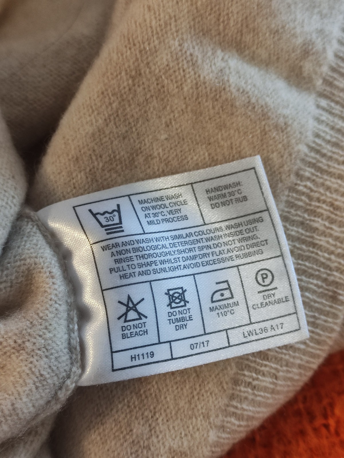 LOCHMERE Machine Washable Cashmere, small/medium, beige colour, roll neck jumper